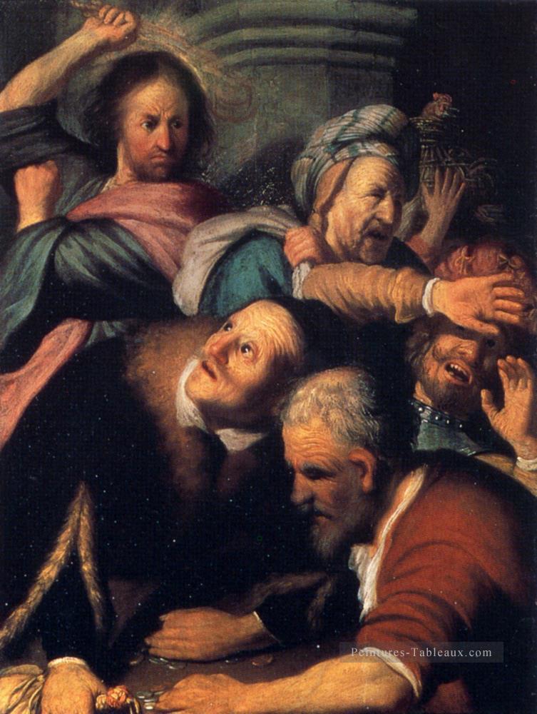 Christ conduisant les changeurs d’argent du Temple Rembrandt Peintures à l'huile